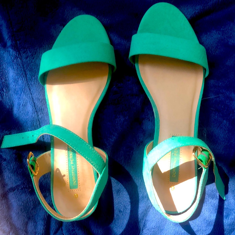 Pale green suede sandals